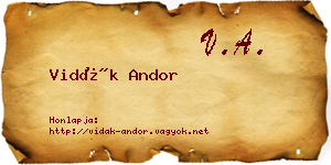 Vidák Andor névjegykártya