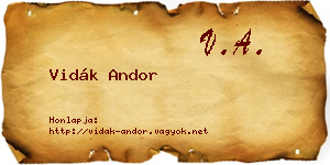 Vidák Andor névjegykártya