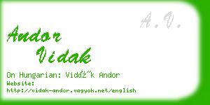 andor vidak business card